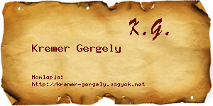 Kremer Gergely névjegykártya